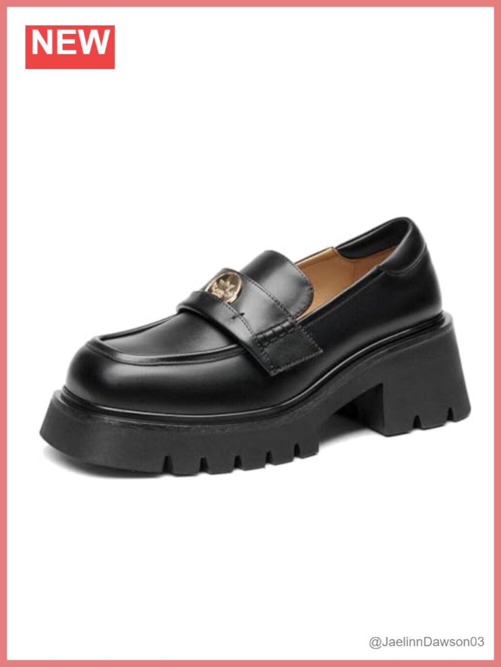 Chunky Platform Loafers For Women Slip On Leather Shoes - 2.56" Heel
